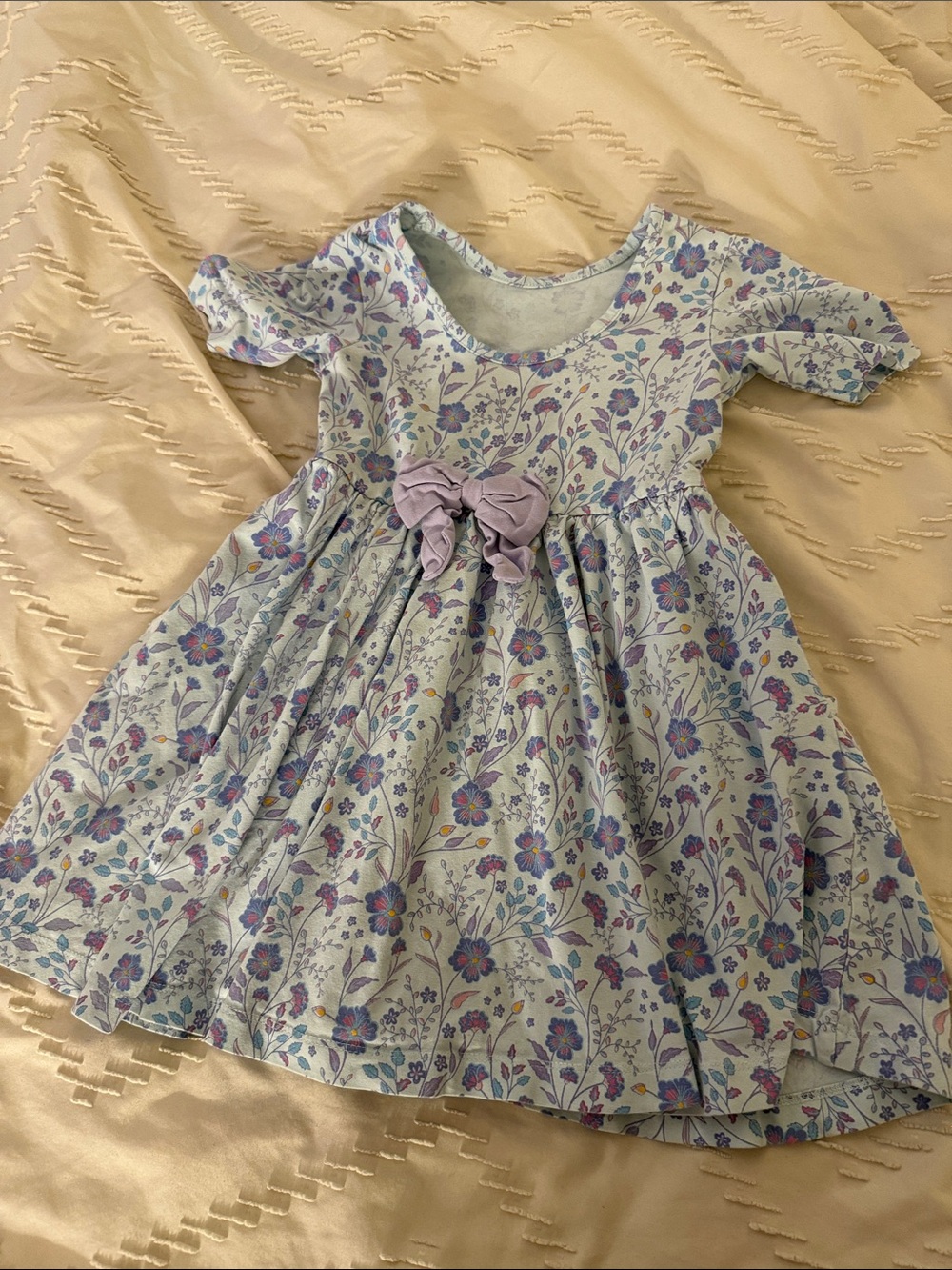 Ruffle Butts Light Blue Floral Twirl Dress with Lavender Accents - Picture 6 of 6